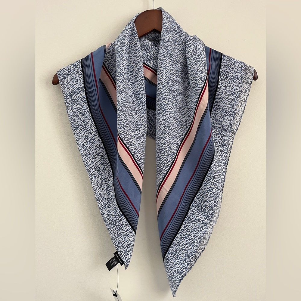 Club Monaco NWT 100% Silk Square Blue, Pink Scarf